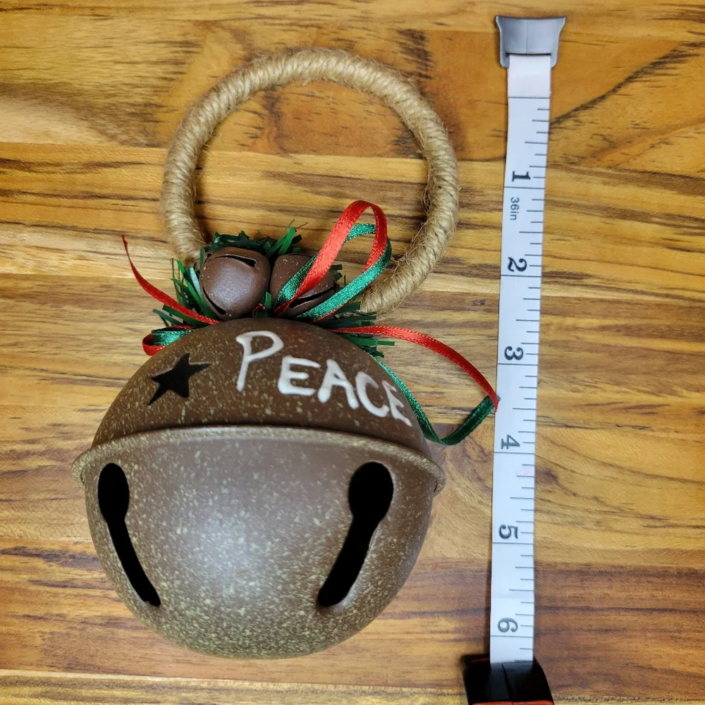 Rustic Christmas Peace Love Joy Door‎ Knocker Holiday Ornament Bell